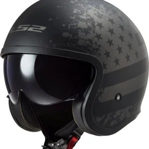 LS2 OF599 SPITFIRE PRETO CAPACETE INTEGRAL DE MOTO PRETO FLAG