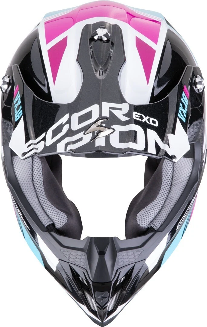 SCORPION VX 16 EVO AIR ANALOG Enduro Moto Casco Preto Azul Rosa - Image 4