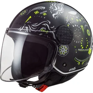 LS2 OF558 SPHERE LUX CAPACETE INTEGRAL DE MOTO GLOSS PRETO H-V AMARILLO