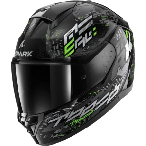 SHARK RIDILL 2 CAPACETE INTEGRAL MOTOPRETO PRATA VERDE