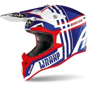 AIROH - CASCOS WRAAP YOUTH BROKEN BLUE/RED GLOSS