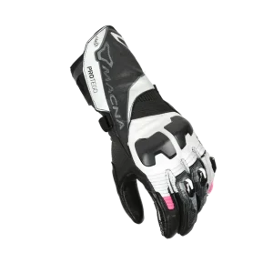 MACNA PROTEGO SENHORA MOTOCICLETA COURO LUVAS BRANCO ROSA PRETO