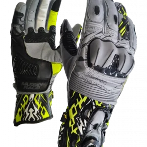 MUGENRACE KANGAROO MOTOCICLETA ESPORTES LUVAS CINZA AMARELO FLUO