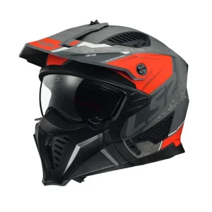 LS2 OF606 DRIFTER DEVOR CAPACETE INTEGRAL DE MOTO MATE SILVER TITANIUM VERMELHO