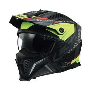 LS2 OF606 DRIFTER DEVOR CAPACETE INTEGRAL DE MOTO MATE PRETO H-V AMARILLO