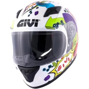 GIVI J.04 POOFD Moto Junior Integral Capacete Gráfico Branco