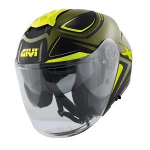 GIVI X.22 PLANETD HYPER Moto Jet Capacete Preto Verde Amarelo