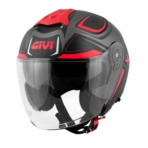 GIVI X.22 PLANETD HYPER Moto Jet Capacete Titânio Vermelho