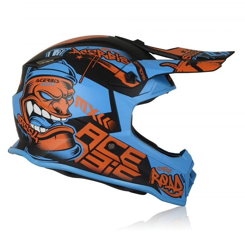 ACERBIS IMPACT STEEL CAPACETE DE MOTO LARANJA AZUL - Image 3