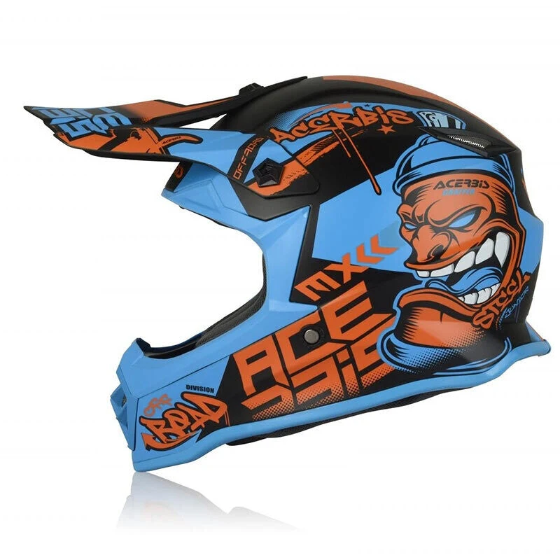 ACERBIS IMPACT STEEL CAPACETE DE MOTO LARANJA AZUL - Image 4
