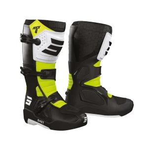 SHOT RACE 4 MOTOCROSS BOTAS PRETO BRANCO NEON AMARELO