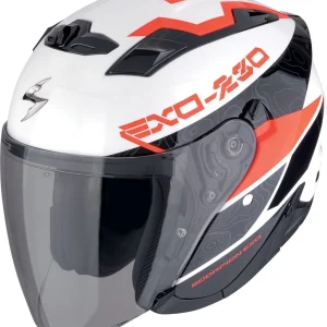 Scorpion EXO-230 BAND Cara Abierta Jet Casco Blanco Preto Rojo