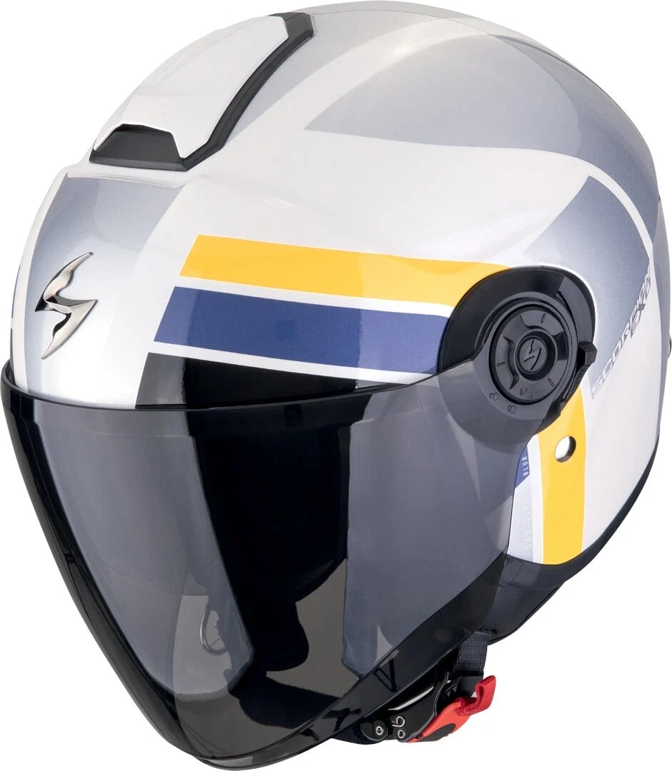 SCORPION EXO-CITY II BLUR Moto Urbano Jet Casco Blanco Plata amarelo
