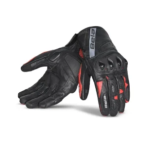 BELA BLAST LUVAS DE MOTO HOMEM COURO PRETO VERMELHO