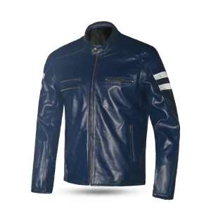 BELA MILANO CASACOS DE MOTO HOMEM COURO AZUL BRANCO