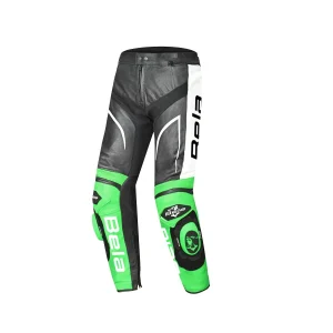 BELA X RACE Calcas De Moto Homem Couro Preto Branco Verde