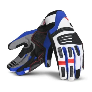BELA ARIZON LUVAS DE MOTO COURO HOMEM PRETO BRANCO AZUL VERMELHO