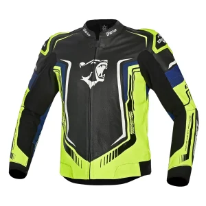BELA BEAST Casacos De Moto Couro Homem Preto Branco Amarelo Azul
