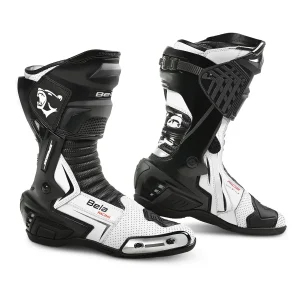 BELA SPEEDO 2.0 Botas De Moto Couro Preto Branco