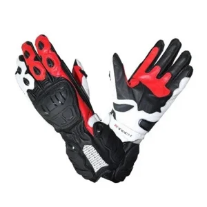 R-TECH HAWK Luvas De Moto Couro Preto Vermelho