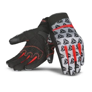 R-TECH LEOPARD Luvas De Moto Textil Preto Vermelho