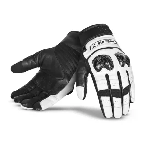 R-TECH FALCON Luvas De Moto Couro Verao Preto Branco