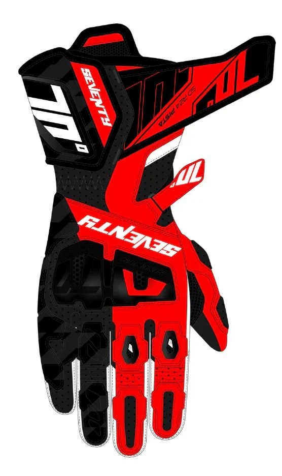 SEVENTY SD-R24 PISTA Luvas De Cuero Para Moto Para Hombre Preto Rojo