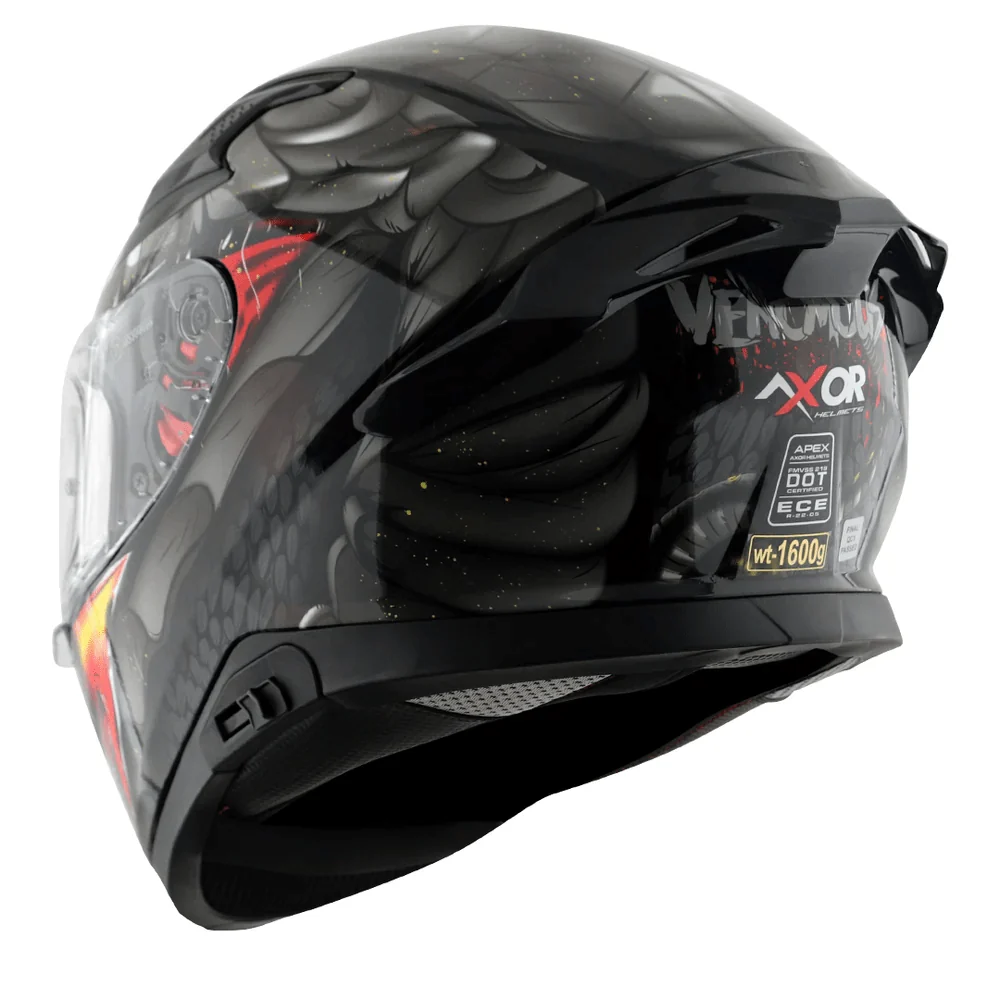 AXOR APEX VENOMOUS DV Moto Integral Capacete Preto Matt Cinza - Image 6