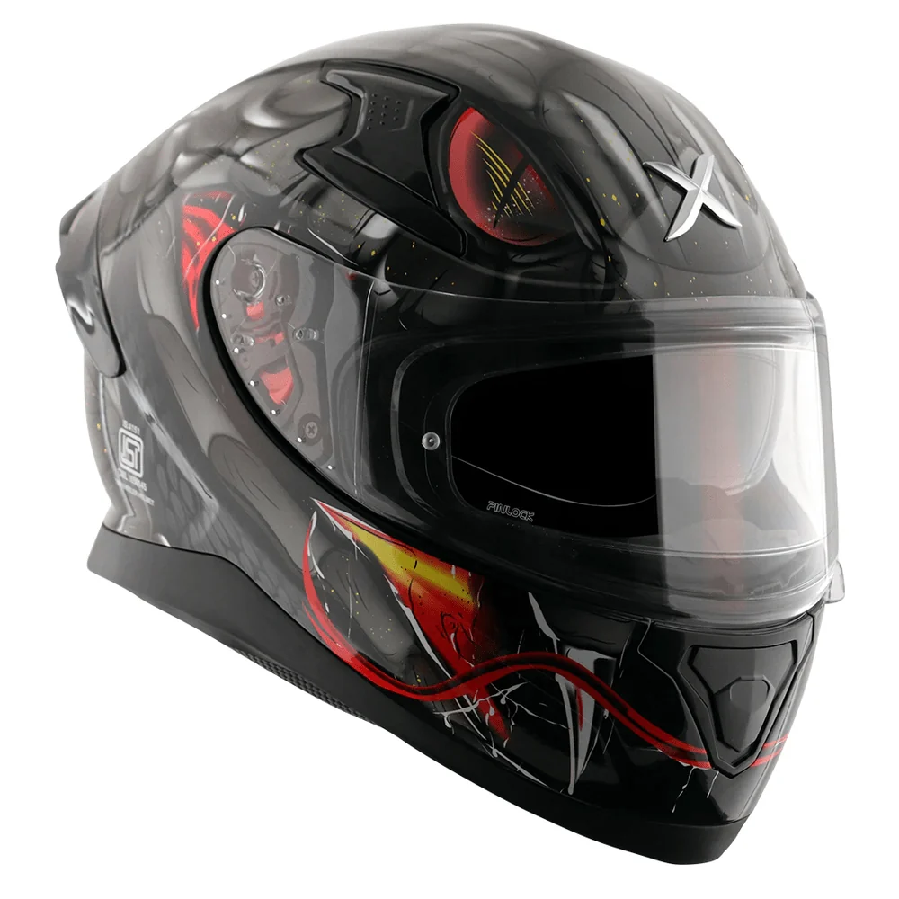 AXOR APEX VENOMOUS DV Moto Integral Capacete Preto Matt Cinza - Image 9