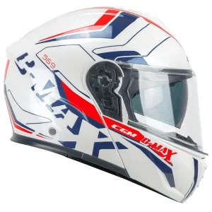 CGM 569G C-MAX CITY CAPACETES INTEGRAL DE MOTO AZUL BRANCO VERMELHO