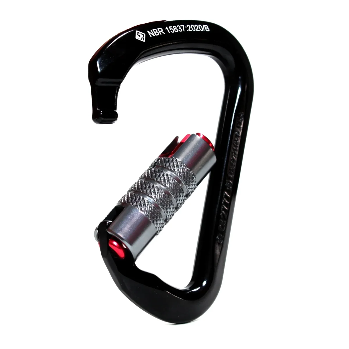 MOSQUETÃO USCLIMB ALUMÍNIO D TRAVA TRIPLA KEYLOCK 28KN CE UIAA NBR - Image 2